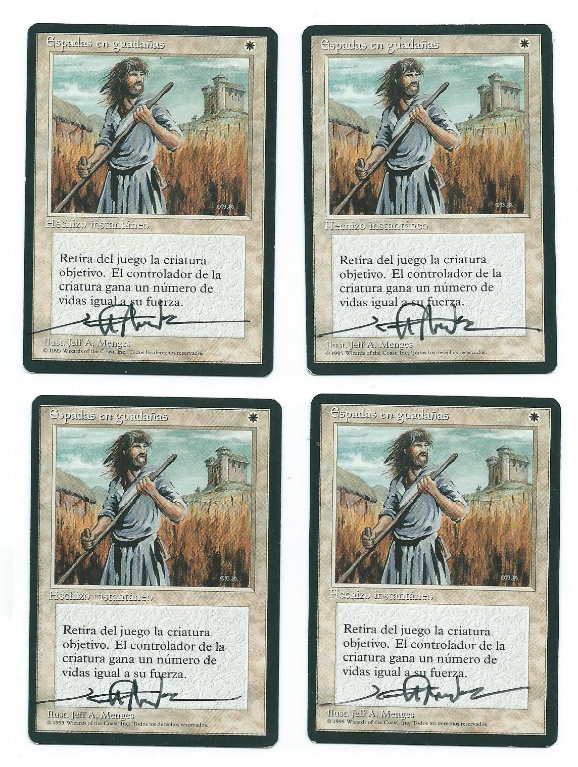 4x FBB Spanish Swords to Plowshares Magic the Gathering Playset