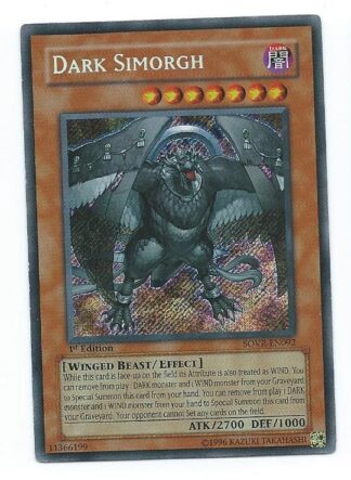 Yugioh! Dark Simorgh SOVR-EN092 Secret Rare 1st Edition