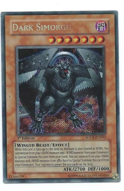 Yugioh! Dark Simorgh SOVR-EN092 Secret Rare 1st Edition Played