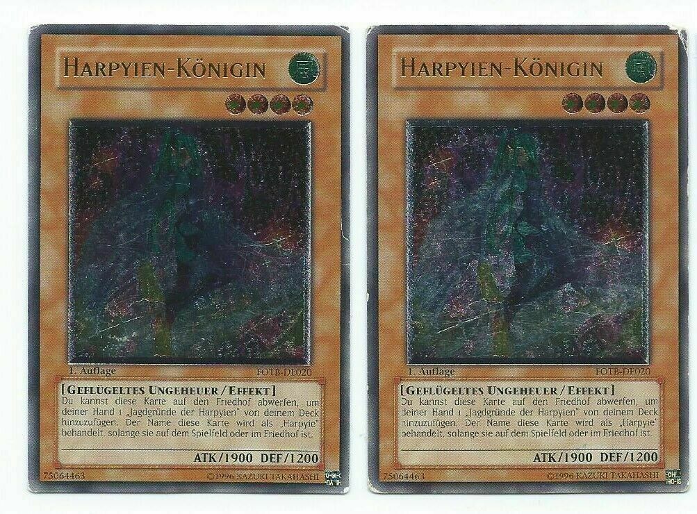 Yugioh! 2x Harpie Queen FOTB-EN020 GERMAN Ultimate Rare 1st Edition First