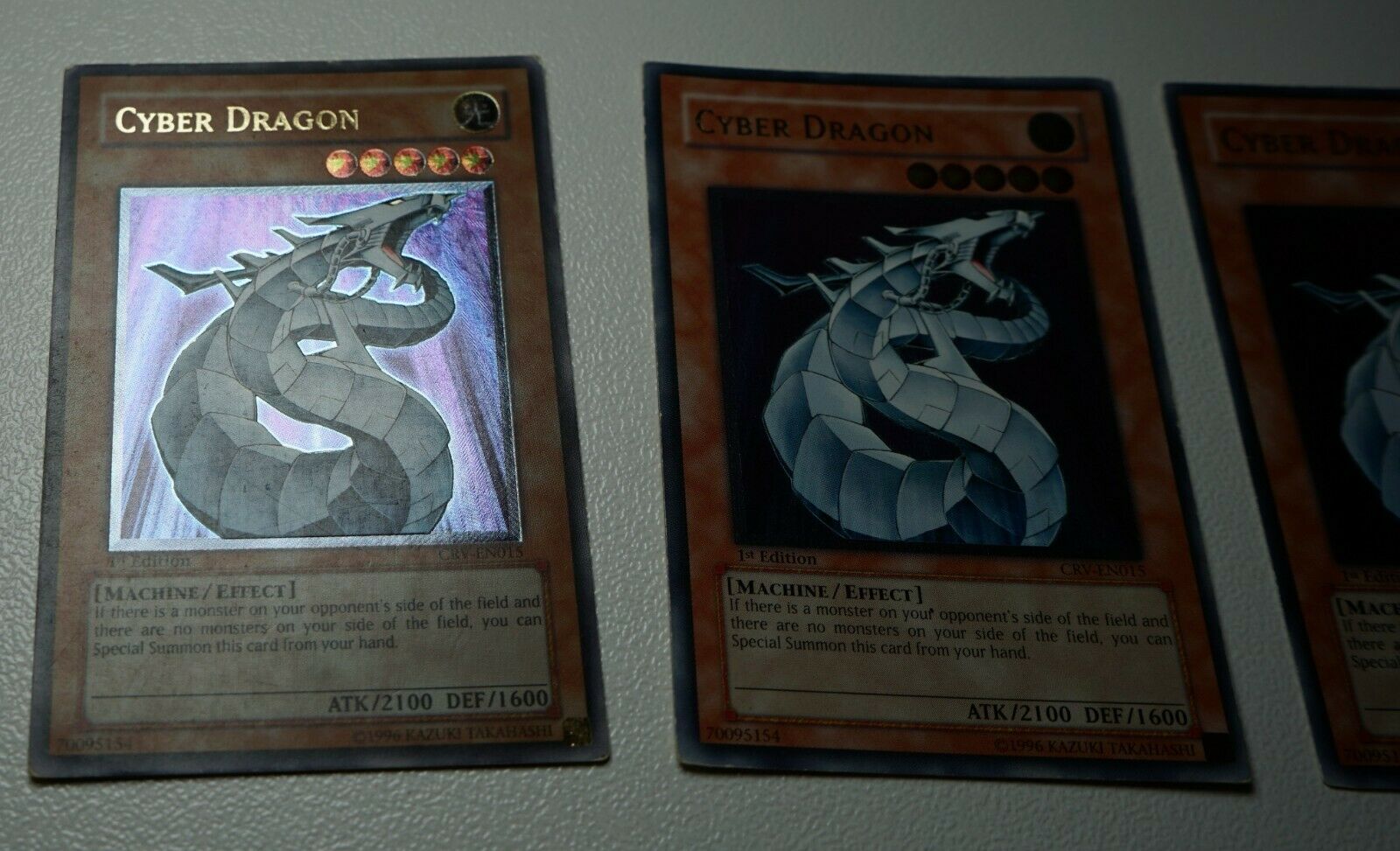 Yugioh! 3x Cyber Dragon CRV-EN015 ULTIMATE RARE 1st edition Playset ENGLISH